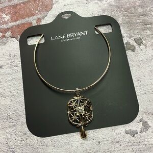 NWT Lane Bryant Gold Crystal Pendant Choker Necklace